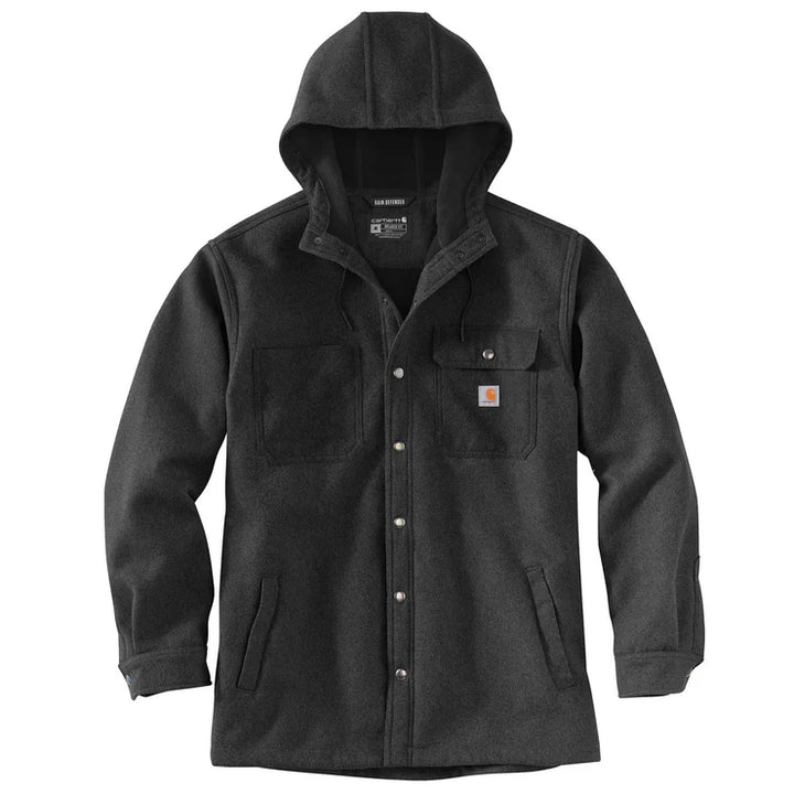 Carhartt Men's Rain Defender Relaxed Fit Heavyweight Hooded Shirt Jacket "Black Heather" 105022
