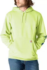 Carhartt Men's Midweight Logo Sleeve Hoodie Brite Lime K288