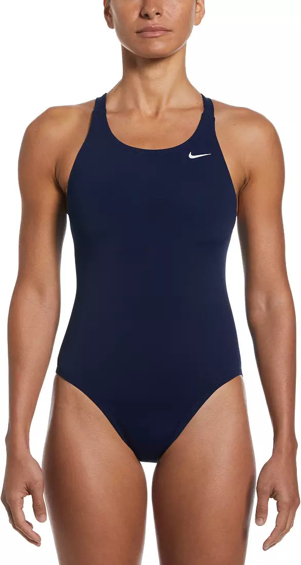 Nike Women's Hydrastrong Solid Fastback One Piece Swimsuit Midnight Navy NESSA001Z