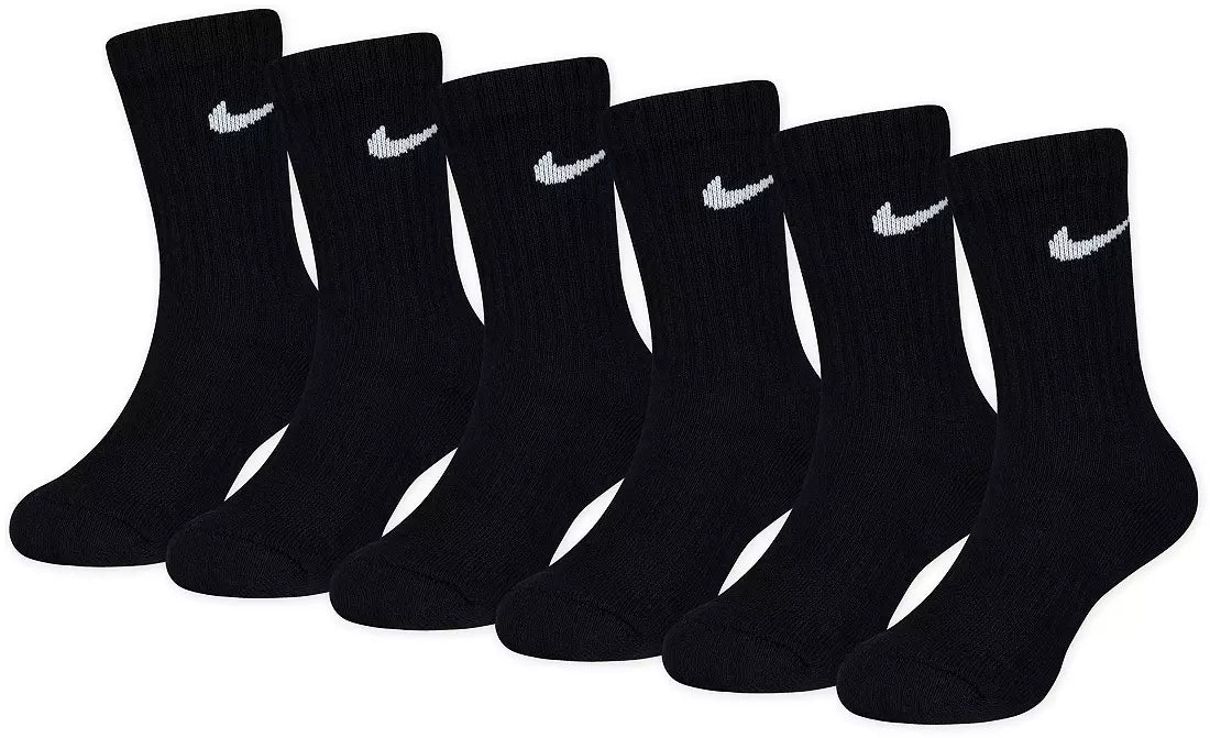 Nike Little Kids Performance Basic Crew Socks Black UN0019