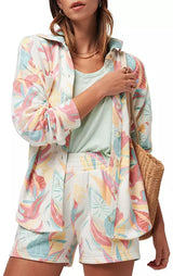 TravisMathew Women’s Vacay and Rose Cloud Fleece Shirt Jacket Ivory Multi 1LE034_1IVM_