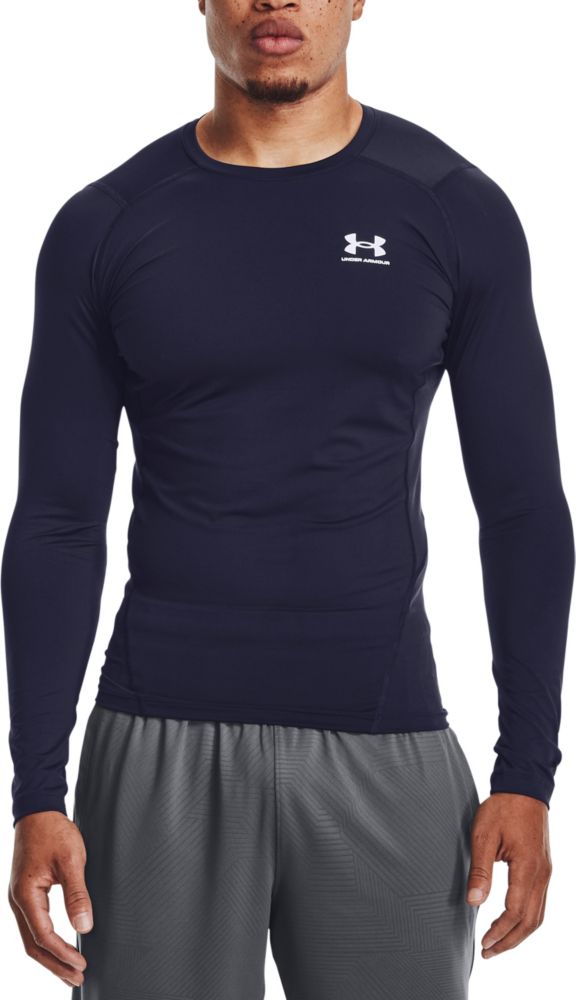 Under Armour Men's HeatGear Compression Long Sleeve Shirt Midnight Navy/White 1361524