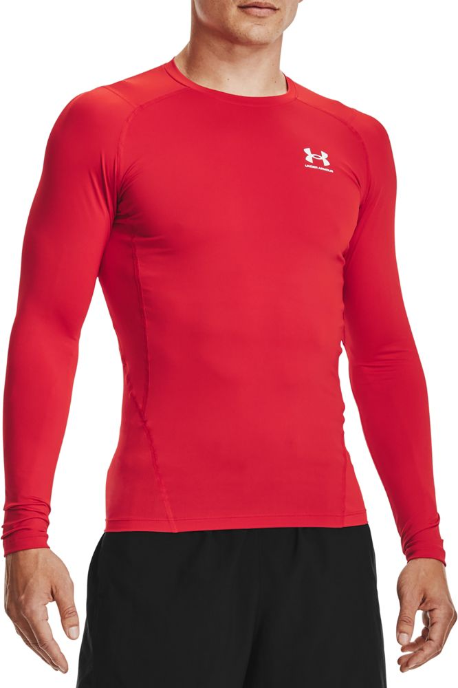 Under Armour Men's HeatGear Compression Long Sleeve Shirt Red/White/Black 1361524