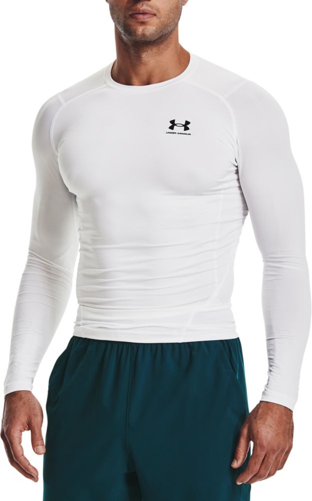 Under Armour Men's HeatGear Compression Long Sleeve Shirt White/Black 1361524