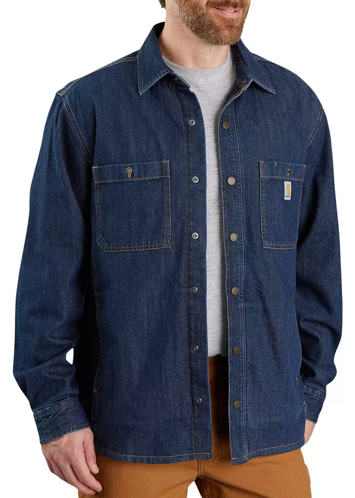 Carhartt Men's Relaxed Fit Denim Lined Snap Shirt Jacket 105605