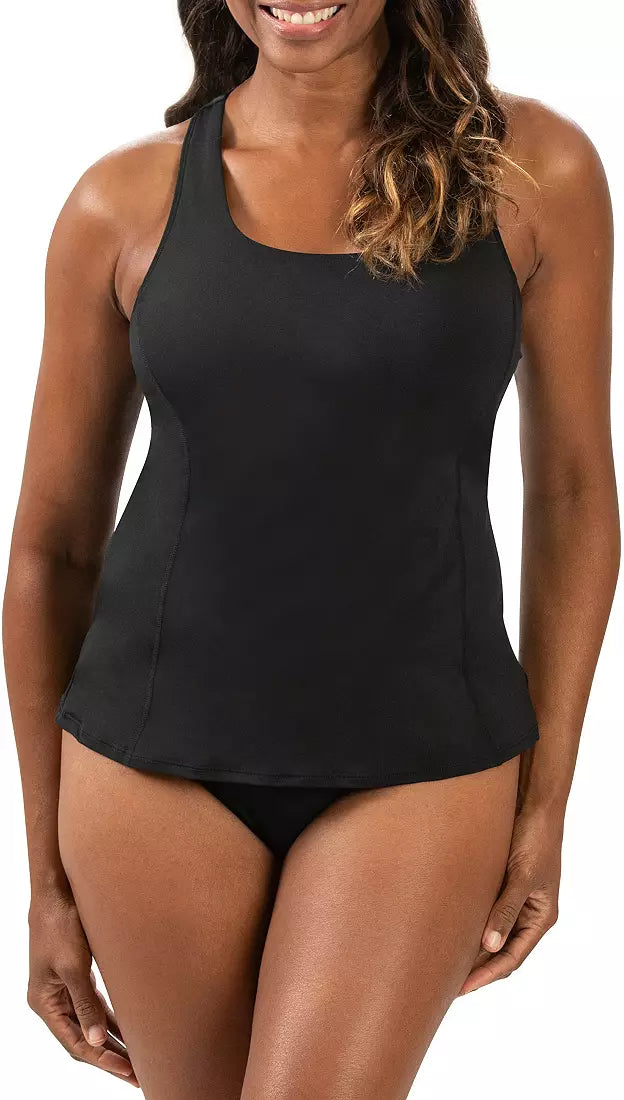 Dolfin Women’s Solid Twist Back Tankini Top Black 4G00SLD