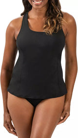 Dolfin Women’s Solid Twist Back Tankini Top Black 4G00SLD