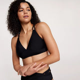 Calia Double Strap Triangle Bikini Swim Top Pure Black WSA12421