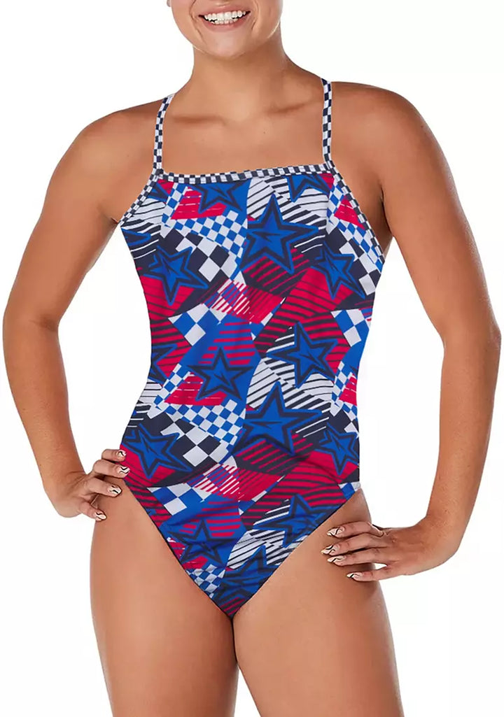 Speedo Women’s Printed Double Crossback Swimsuit Overdrive 8-002399