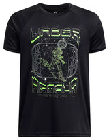 Under Armour Boys' UA Tech Game Day Graphic T-Shirt Black/Cyber Green 1389974