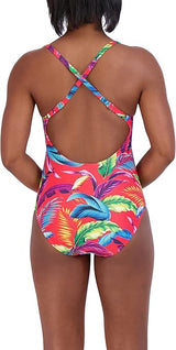 Caribbean Joe Women's Shirred One Piece Swimsuit Coral RL3BB01