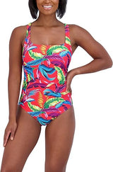 Caribbean Joe Women's Shirred One Piece Swimsuit Coral RL3BB01