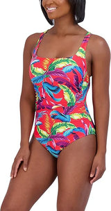 Caribbean Joe Women's Shirred One Piece Swimsuit Coral RL3BB01