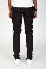 KDNK KNB3160 Reflective Taped Skinny Jeans | Black & Neon Lime