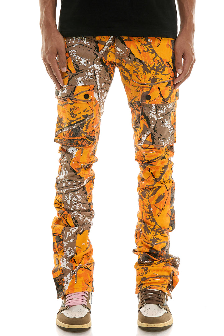 KNB3273 H.Camo Orange | KDNK Camo Skinny Stretch Jeans Men