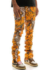 KNB3273 H.Camo Orange | KDNK Camo Skinny Stretch Jeans Men