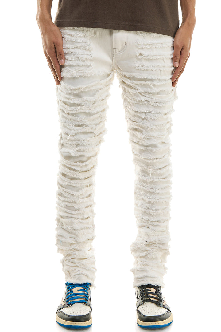 KNB3358 Cream | KDNK Off-White Skinny Stretch Jeans Men