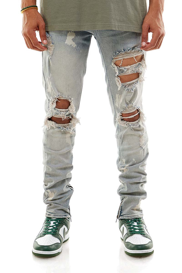 KND4344 Steel Blue | KDNK Ripped Skinny Stretch Jeans Men