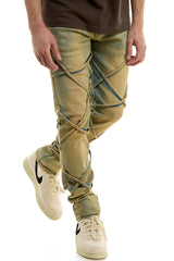 KND4618 T.Blue | KDNK Tinted Blue Skinny Stretch Jeans Men