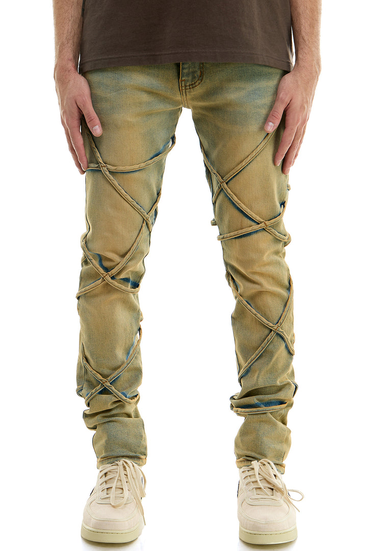 KND4618 T.Blue | KDNK Tinted Blue Skinny Stretch Jeans Men