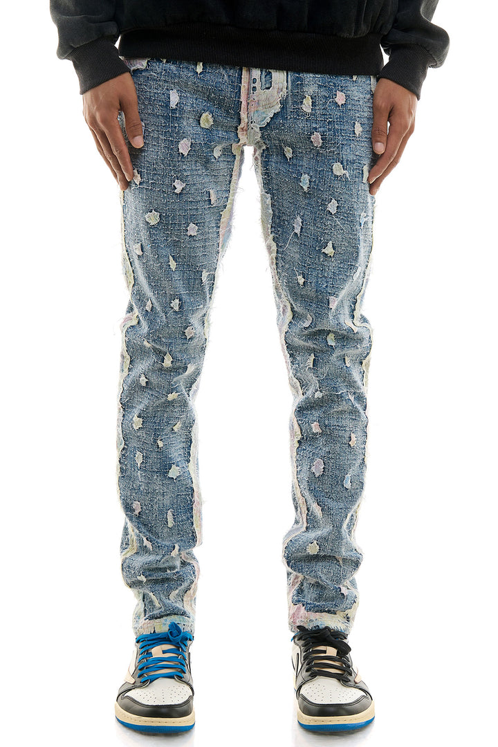 KND4668 Blue | KDNK Ankle Zip Skinny Stretch Jeans Men