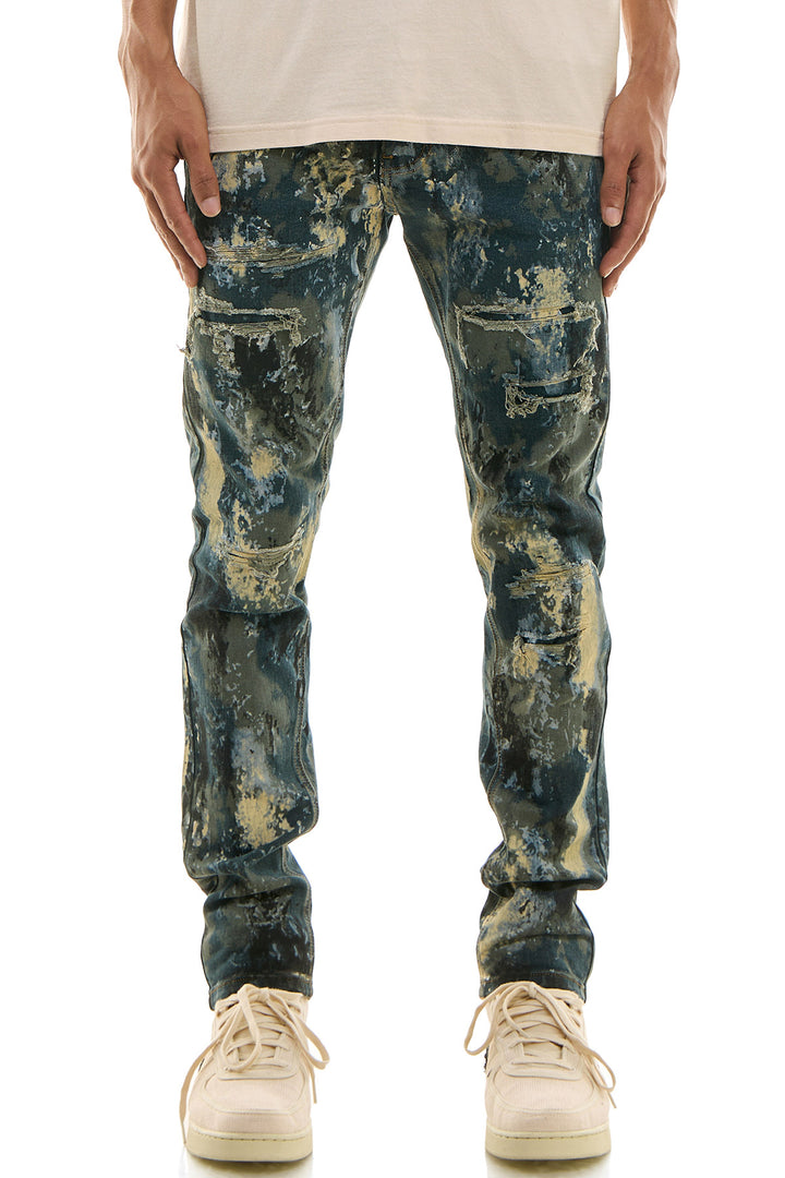 KND4713 Olive | KDNK Ankle Zip Skinny Stretch Jeans Men
