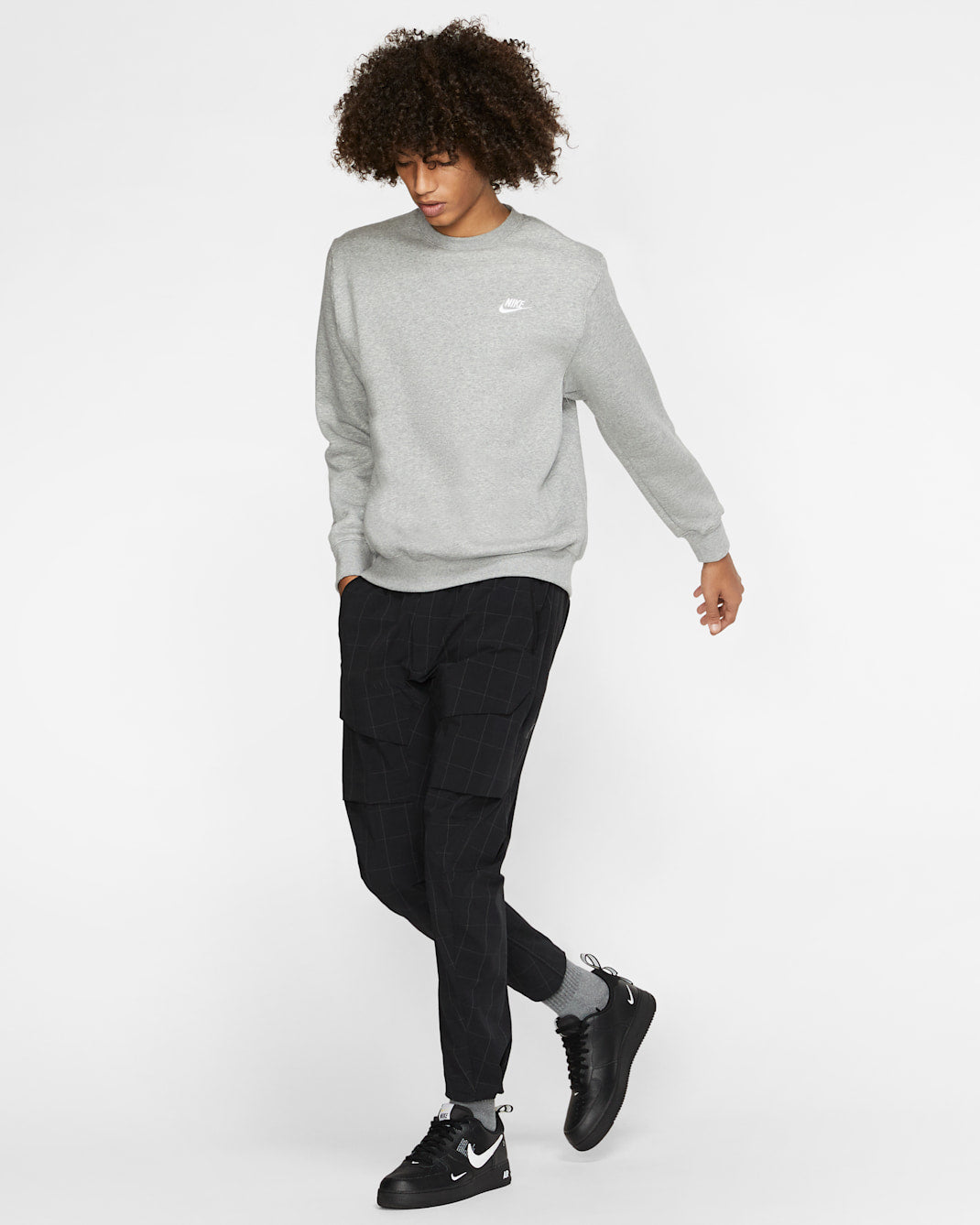 Nike Sportswear Club Fleece Men’s Crew Dark Grey Heather/White BV2662-063