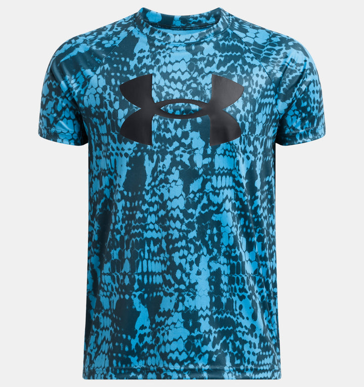 Under Armour Boys' UA Tech™ Big Logo Printed Short Sleeve Ether Blue/Black 1363278