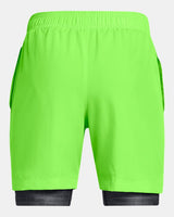 Under Armour Boys' Woven 2-in-1 Shorts Cyber Green/Black 1383342