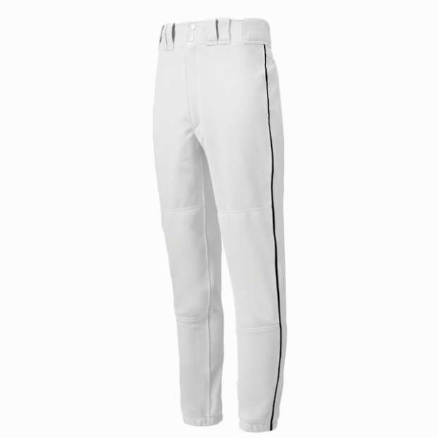 Mizuno Boys’ Select Piped Baseball Pants White/Black 350149