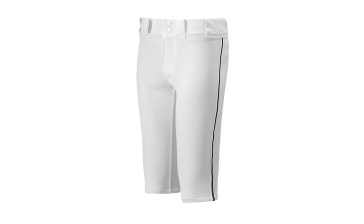 Mizuno Boys’ Premier Short Piped Baseball Pants White/Black 350410