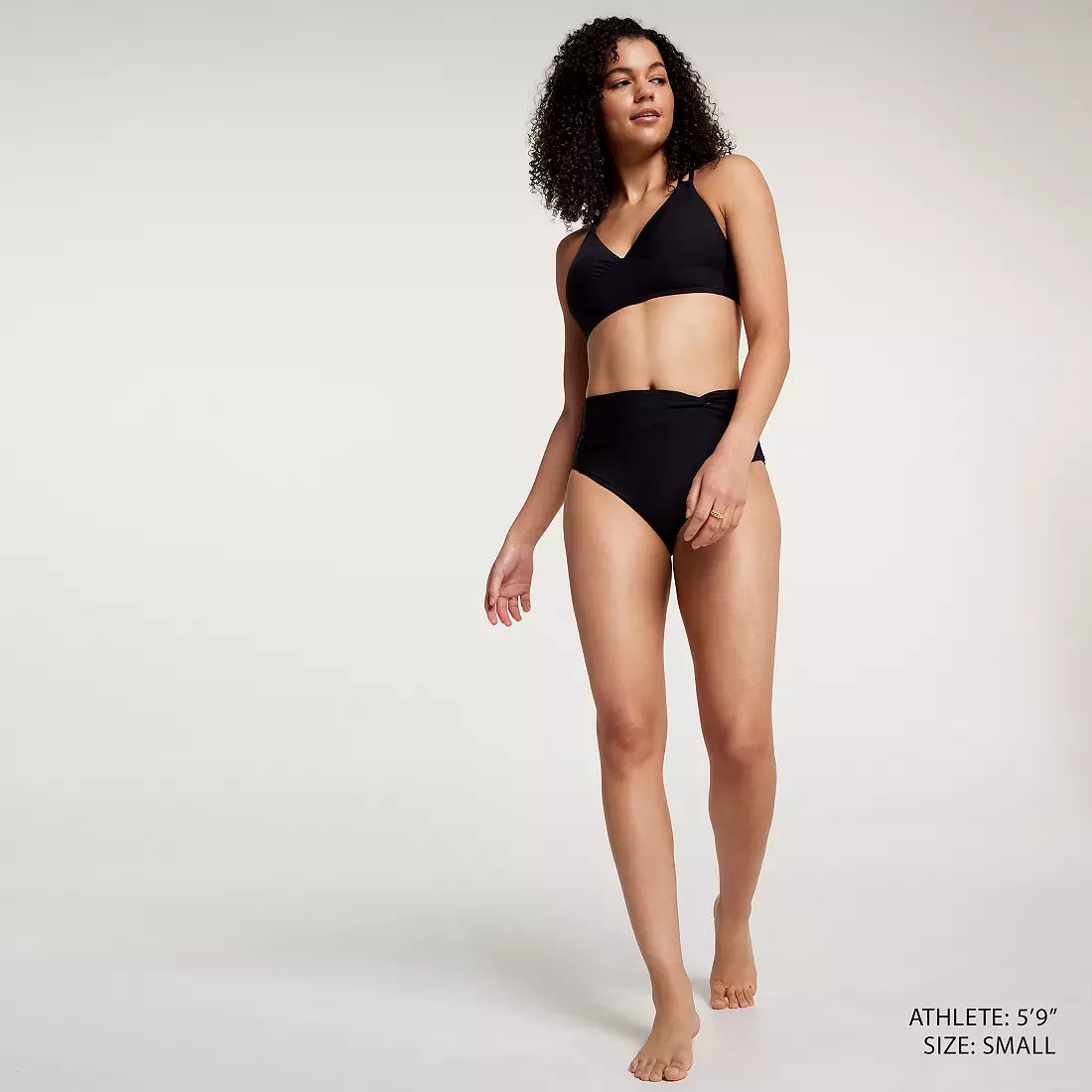 Calia Double Strap Triangle Bikini Swim Top Pure Black WSA12421