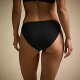 Calia Mid Rise High Leg Cheeky Swim Bottoms Pure Black WSA12442