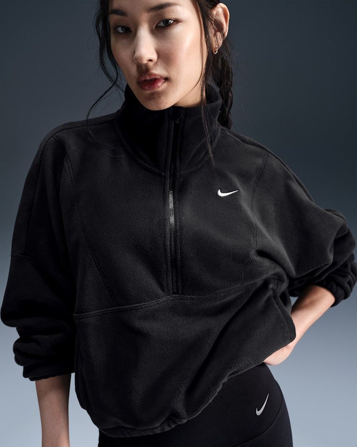 Nike One Women's Therma-FIT Oversized 1/2-Zip Fleece Top Black FV7951