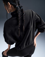 Nike One Women's Therma-FIT Oversized 1/2-Zip Fleece Top Black FV7951