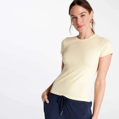 Calia Everyday Rib Short Sleeve Tee Panna Cotta WAX15112Z