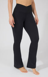 90 Degree by Reflex Lux Madison High Elastic Free Crossover Waist Flared Leg Pant Black PY72699