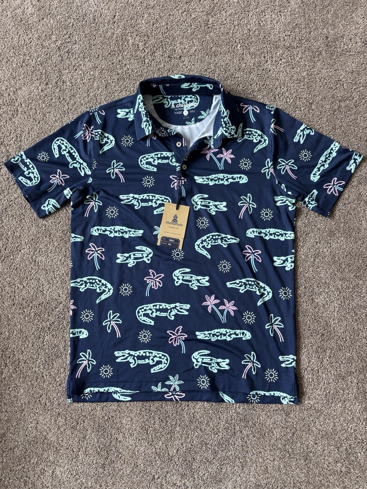 Chubbies The Neon Glade Performance Polo Shirt Navy Blue 195038199212