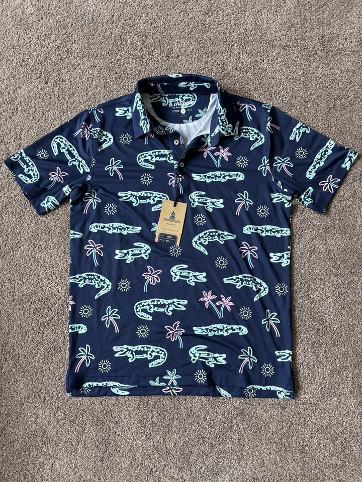 Chubbies The Neon Glade Performance Polo Shirt Navy Blue 195038199212