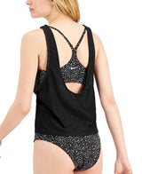 Nike Women's Water Dots Convertible Layered Tankini Top Black NESSC317