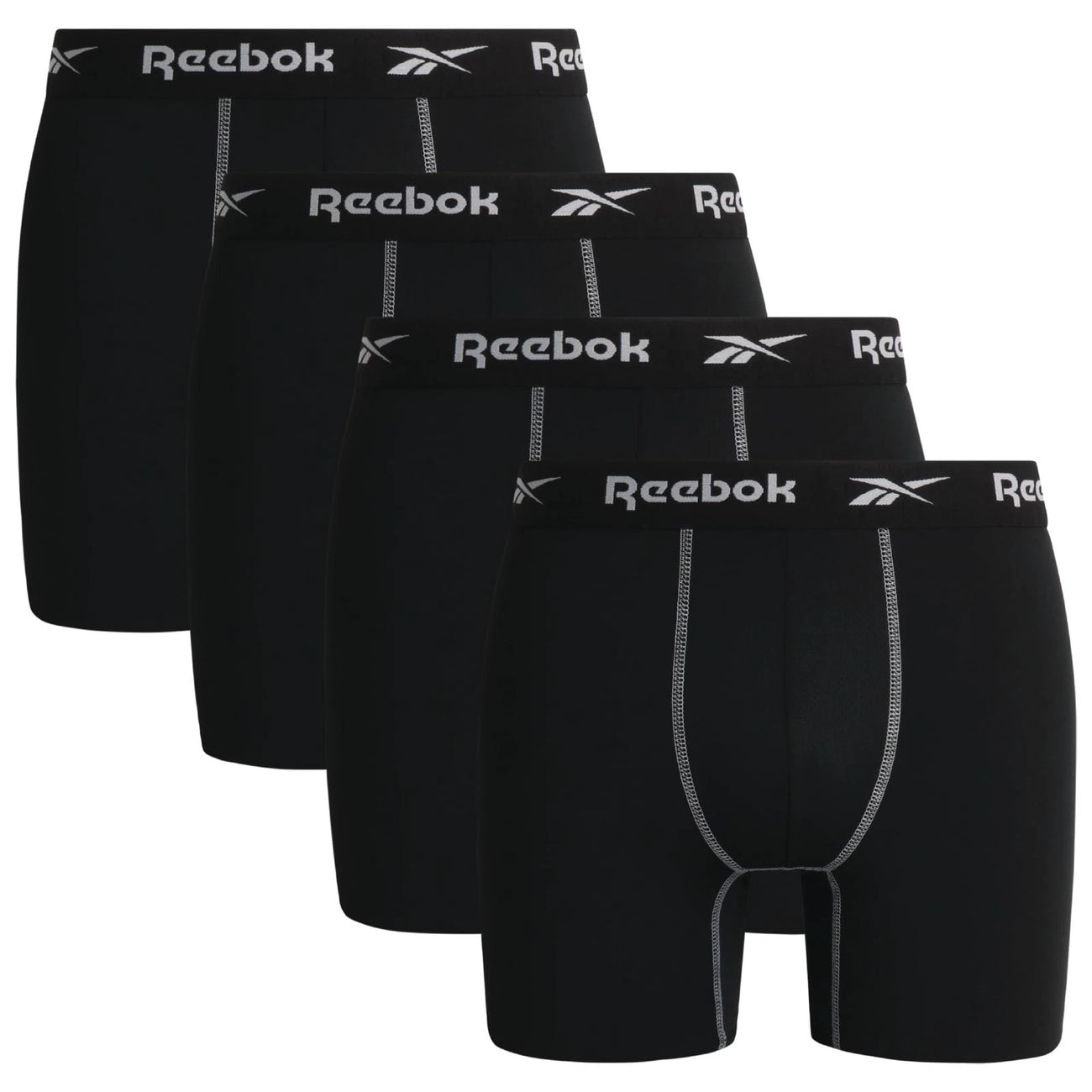 Reebok Men's 4 Pack Stretch Performance Boxer Briefs Black RVM233PB43
