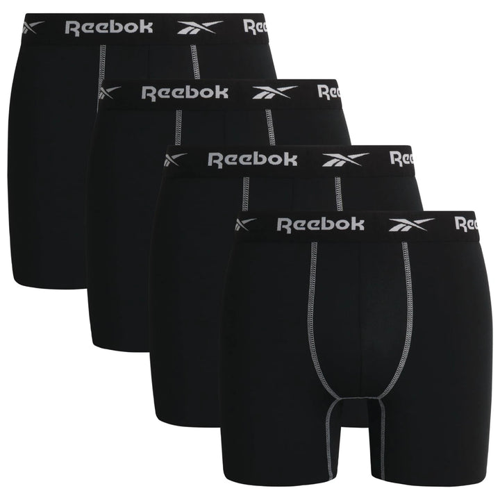 Reebok Men's 4 Pack Stretch Performance Boxer Briefs Black RVM233PB43
