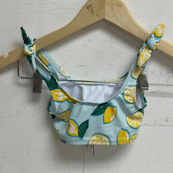 DSG Girls Fashion Swim Top Halter Straps Graphic Print Mint & Lemon Green DSG8115