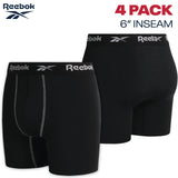 Reebok Men's 4 Pack Stretch Performance Boxer Briefs Black RVM233PB43